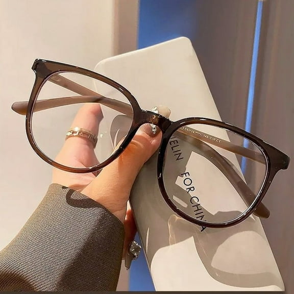 Office Classic Blue Ray Blocking Eye Protection PC Men Women Computer Goggles Anti-Blue Light Glasses Frame Eyewear Round Eyeglasses BROWN