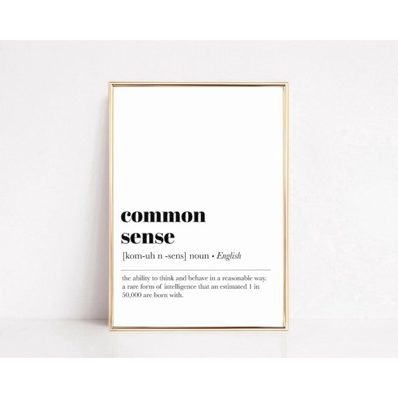 Office Common Sense Definition Home Work Wall Art, Stylish Inspirational Theme For Bedroom, Office And Home Decor