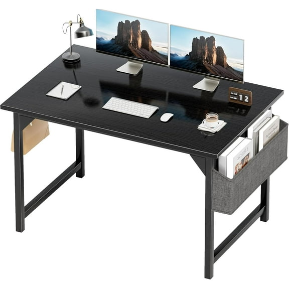 Office Computer Desk, 32 Inch Student Home Table for Writing Work with Headphone Hook and Storage Bag, White