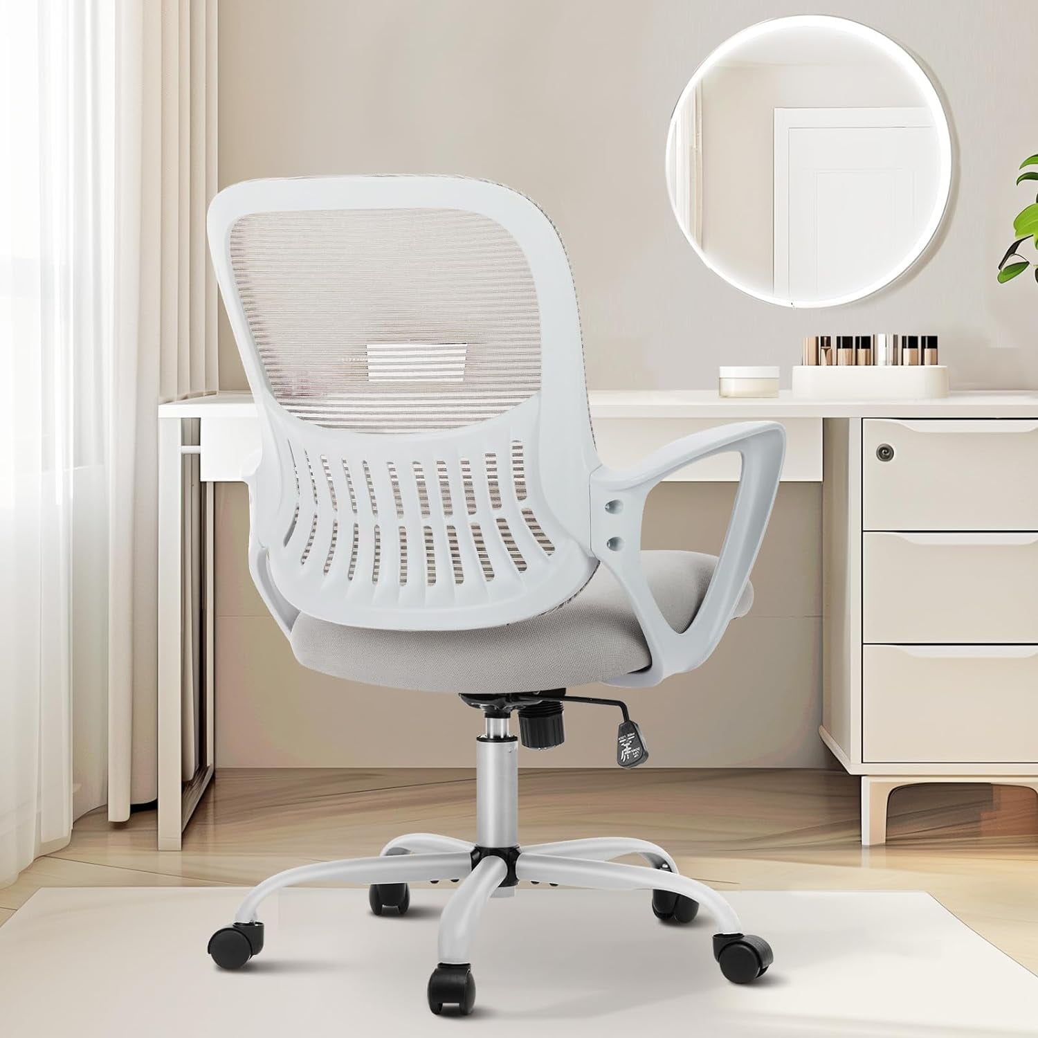 Ergonomic Grey Mesh Mid-Back Office Chair with Lumbar Support