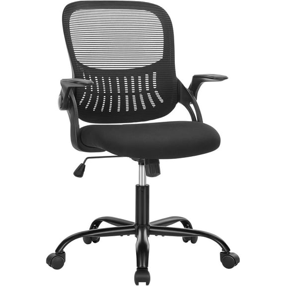 JONPONY High Back Mesh Office Chair with Adjustable Height ,Ergonomic Design Lumbar Support,Flip-up Armrests and Swivel Function for Home Office Gaming Computer Desk (Black)