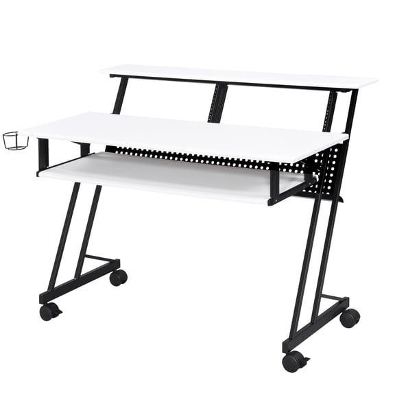 Office Computer Desk | Provides Space for Keyboard and Audio Equipment | Durable Steel and Wood Build | Secure Platform for Musicians