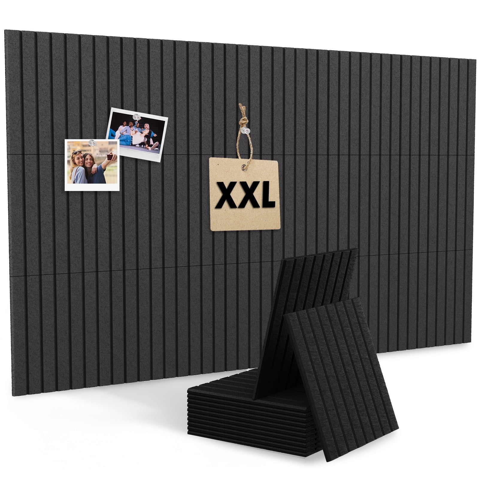MYMULIKE  15 Pack Large Cork Board for Wall 59" x 36",Felt Bulletin Board with 75 Push Pins,Thick Cork Board for Office Kitchen Classroom,  (Black)