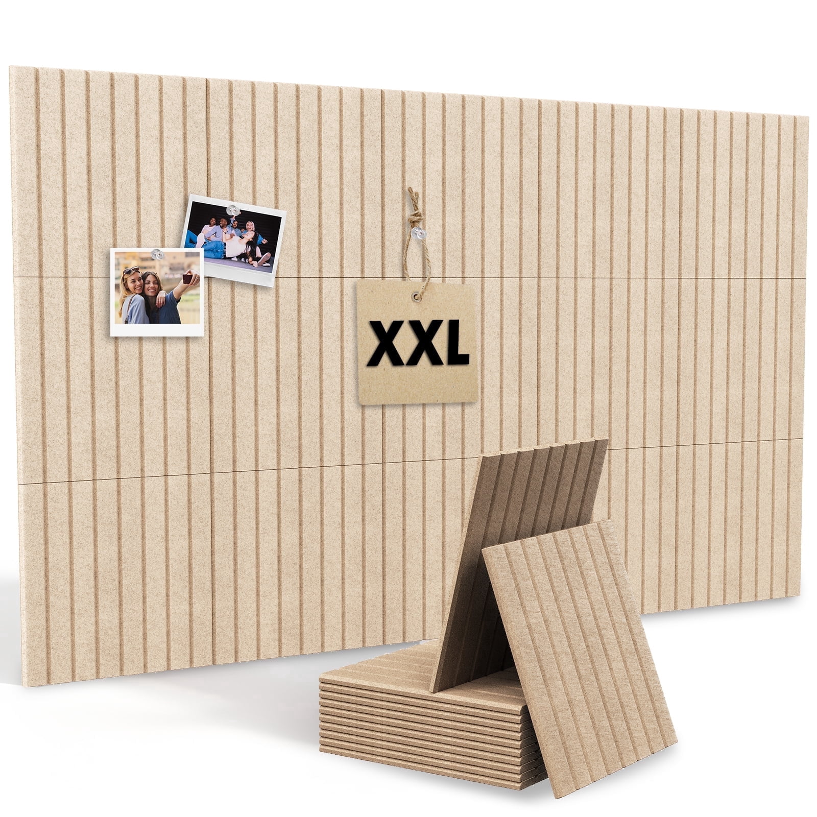 MYMULIKE  15 Pack Large Cork Board for Wall 59" x 36",Felt Bulletin Board with 75 Push Pins,Thick Cork Board for Office Kitchen Classroom, (Dark Camel)