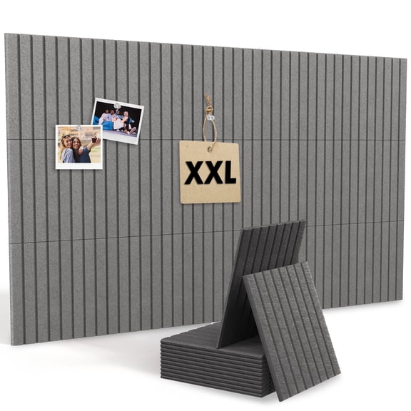 Office Cork Board, 59""x36"" | 15 Pack | Felt Tiles for Wall, Tac Board, Large Felt Board, Wall Protector for Dart Board, (Dark Grey)