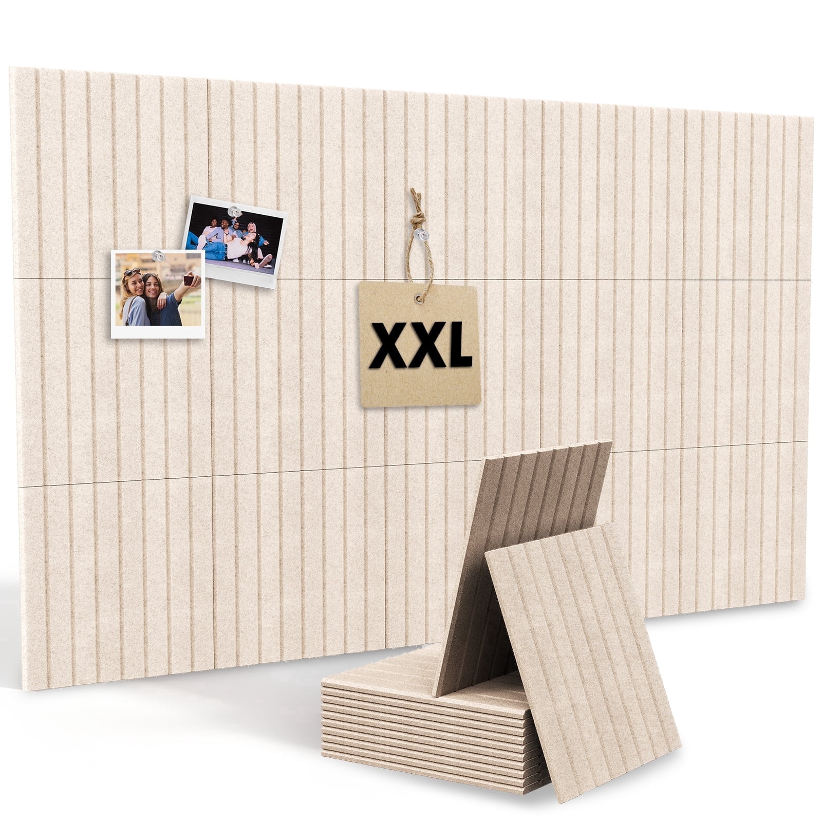 MYMULIKE  15 Pack Large Cork Board for Wall 59" x 36",Felt Bulletin Board with 75 Push Pins,Thick Cork Board for Office Kitchen Classroom, Light Camel