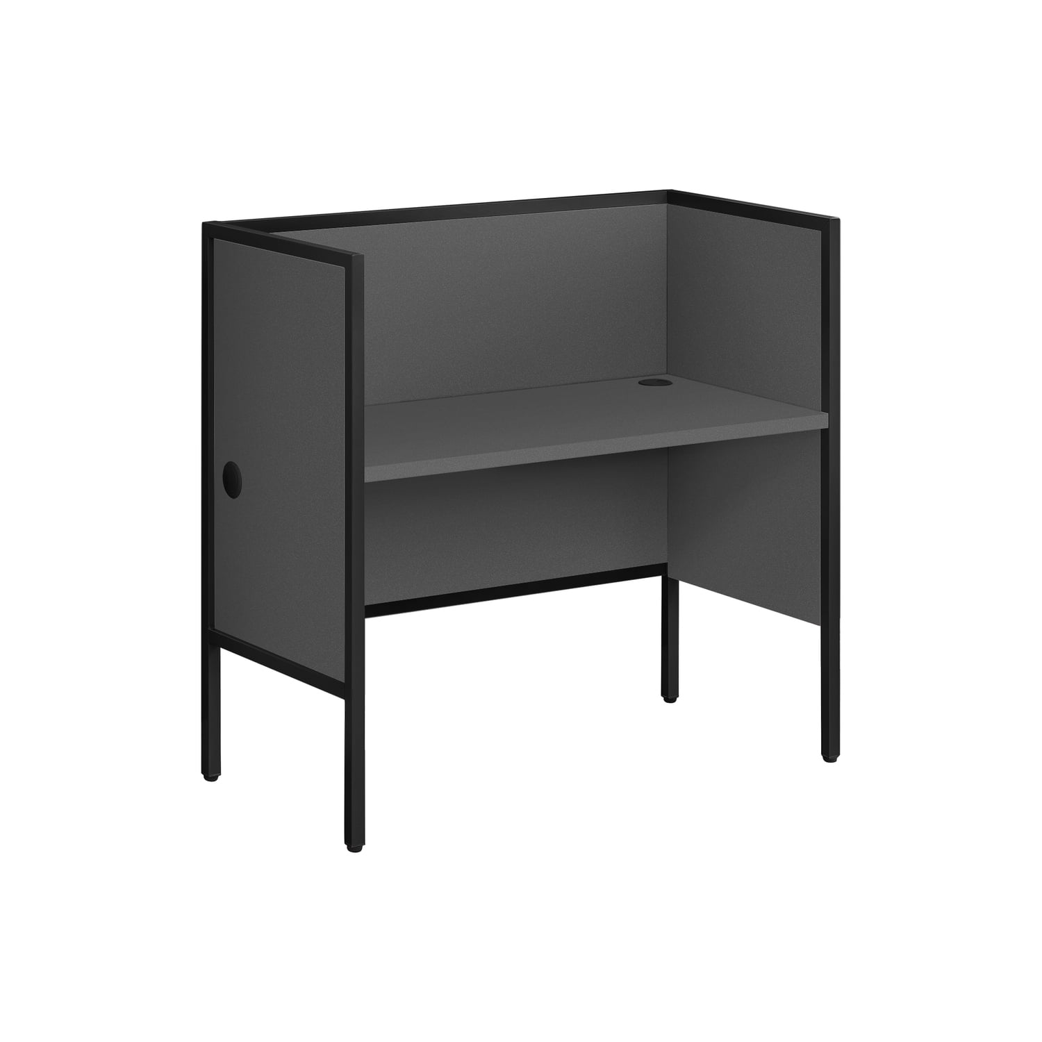 Gray Laminate and Black Metal Corner Writing Desk