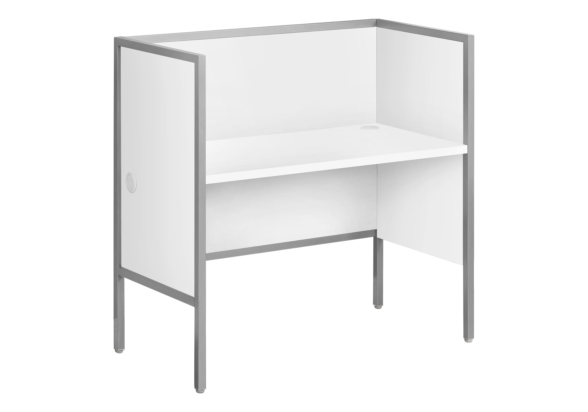 Office Cubicle - 48"L - Desk Commercial Grade - White Laminate - Silver Metal