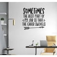 thumbnail image 1 of Office Cubicle Wall Art Sticker Best Part of Job Chair Swivels Words Decal Funny Workspace Quote Vinyl Lettering for Decor 23x23-Inch Black, 1 of 2