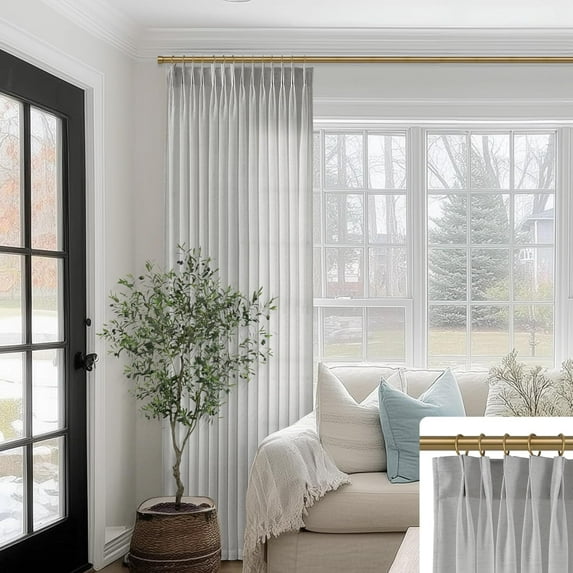 Office Curtains for Windows at Home,9FT Grey Pinch Pleated Privacy Sheer Modern Cool Extra Long Curtains for Living Room Man Cave