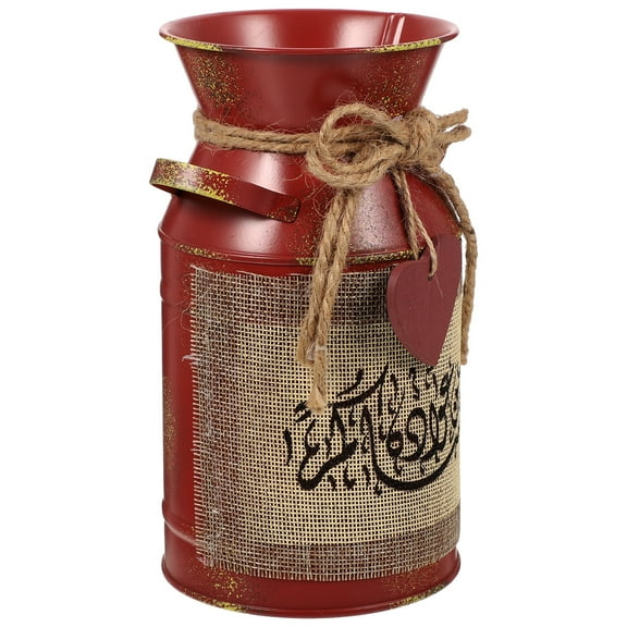 Office Decor Flower Pots Vintage Jugs Milk Can Tin Vase Bucket Decoration Container Red Iron Sheet Rope Baby