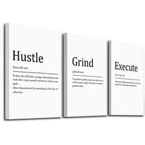 Office Decor - Hustle Quotes Execute Prints, d Canvas Wall Art Grind Quote, Office Wall Art, Black Large Poster, Positive MotivationalPrints, Inspirational Print (F-3pcs,12x16inchx3pcs)