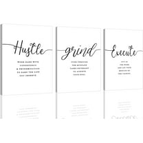 Office Decor - Hustle Quotes Execute Prints, d Canvas Wall Art Grind Quote, Office Wall Art, Black Large Poster, Positive MotivationalPrints, Inspirational Print (F-3pcs,12x16inchx3pcs)