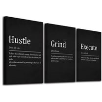 Office Decor - Hustle Quotes Execute Prints, d Canvas Wall Art Grind Quote, Office Wall Art, Black Large Poster, Positive MotivationalPrints, Inspirational Print (F-3pcs,12x16inchx3pcs)