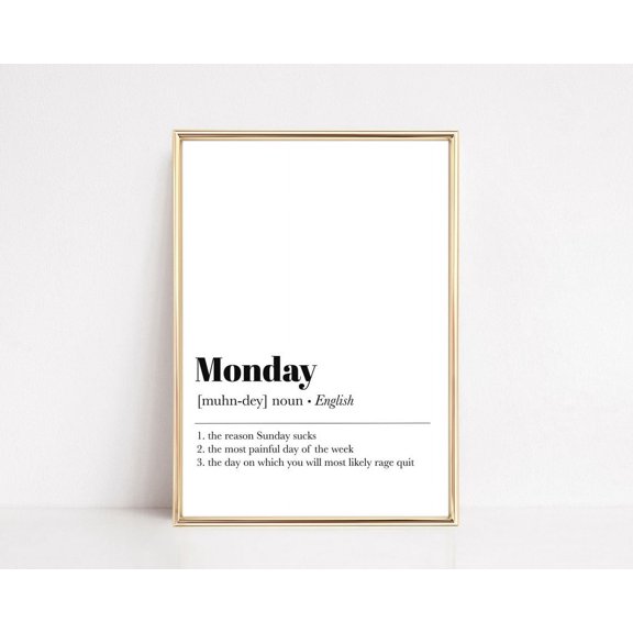 Office Decor Monday Definition Print Minimalist Office Wall Art Definition Print Office Wall Decor