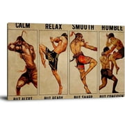 Office Decor Muay Thai Calm But Alert Relax But Ready Canvas Art Poster And Wall Art Picture Print Modern Family Bedroom Decor Posters Framed,20x30inch(50x75cm)