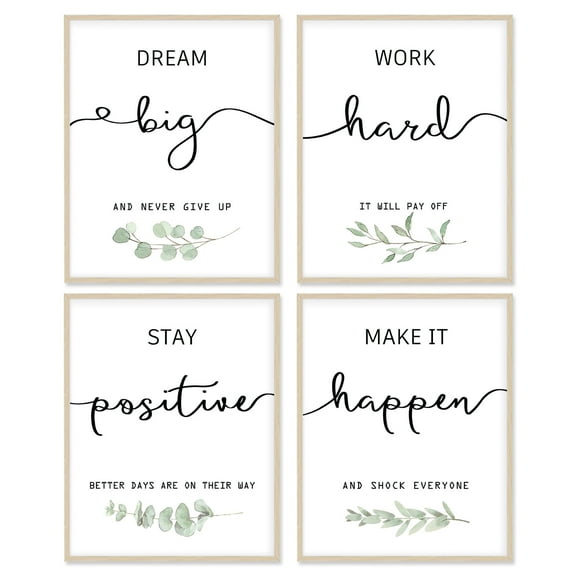 Office Decor Poster 11x14 Canvas Prints Unframed Set of 4, Wall Art Prints for Bedroom | Living Room | Classroom, Home Office Motivational Desk Decor