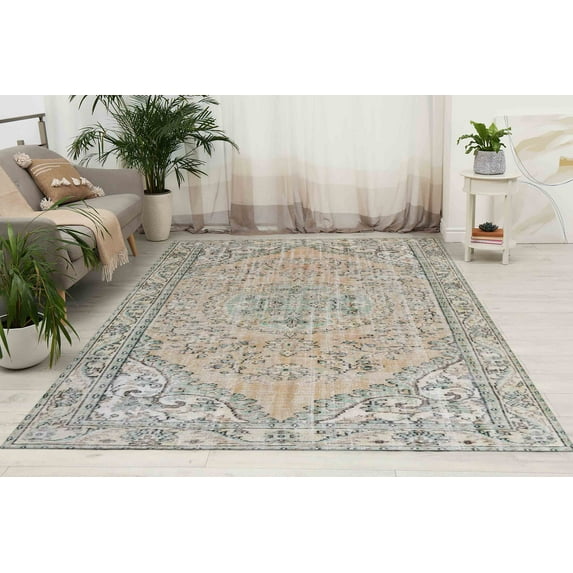 Office Decor Rug, Soft Tones Rug, Entryway Rug, Green Rugs, Customs Rug, Chenille Printed Stye Rug, Floral Rugs, Chenille Rug, Turkish Rug, Decor, 1.7'x2.3' - 50x70 cm