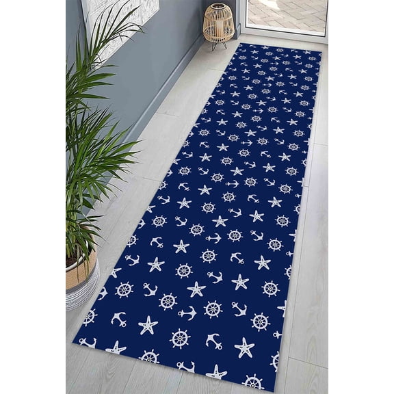 Office Decor Rug, Wall Hanging Rug, Blue Rug, Personalized Gifts, Nautical Compass Sail Anchor Rug, Boy Room Rugs, Kids Rugs, Navy Blue Rug, 2'x3' - 60x90 cm