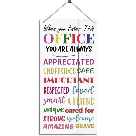 Office Decor Signs, Inspirational Wall Sign Welcome Sign, Therapist Office Door Hanger, Wood Decoration for Counselor Office, When You Enter This Office 5x10 Inch
