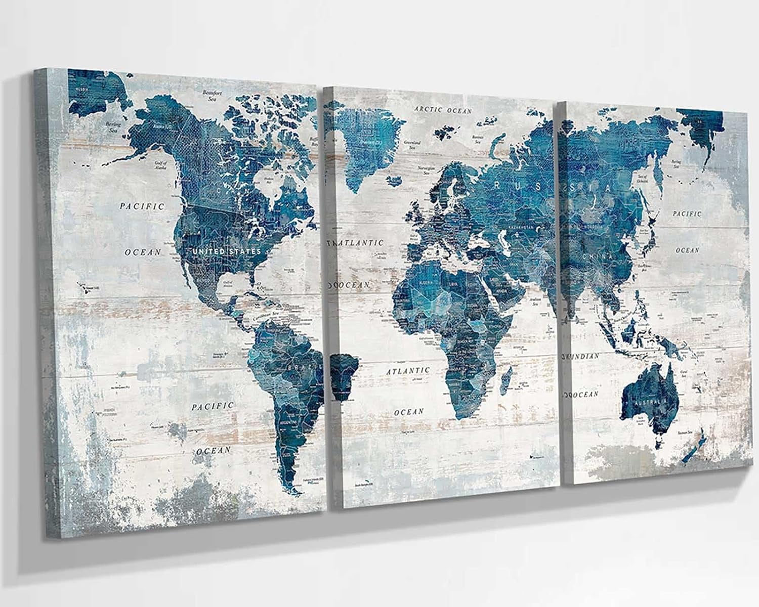 Office Decor World Map Pictures Large Wall Art Blue Room Decor Pictures for Living Room Modern Art Canvas Painting Bedroom Dining Room Kitchen Wall Decor
