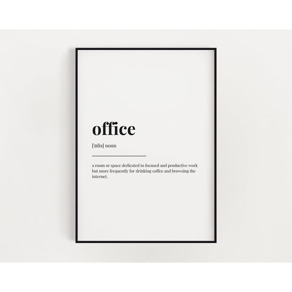 Office Definition Meaning, Wall Art, Office Print, Print, Home Decor #3712, Stretched Canvas Size 12x18