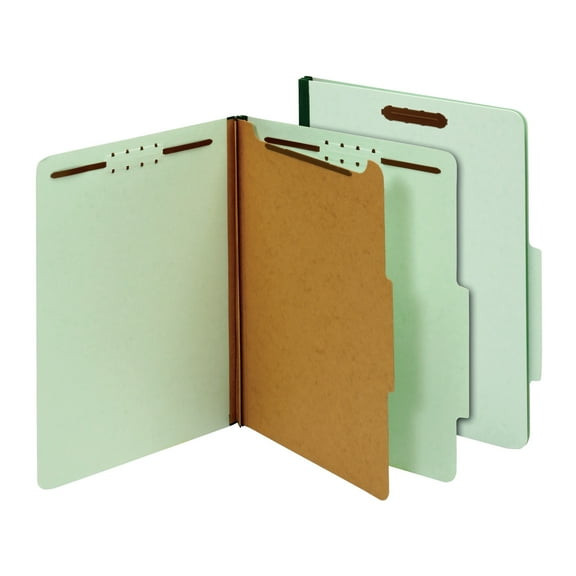 Office Depot 100% Recycled Classification Folders, 1 Divider, 1 3/4in Expansion, Letter Size, Light Green, 10 pk, OD23776R