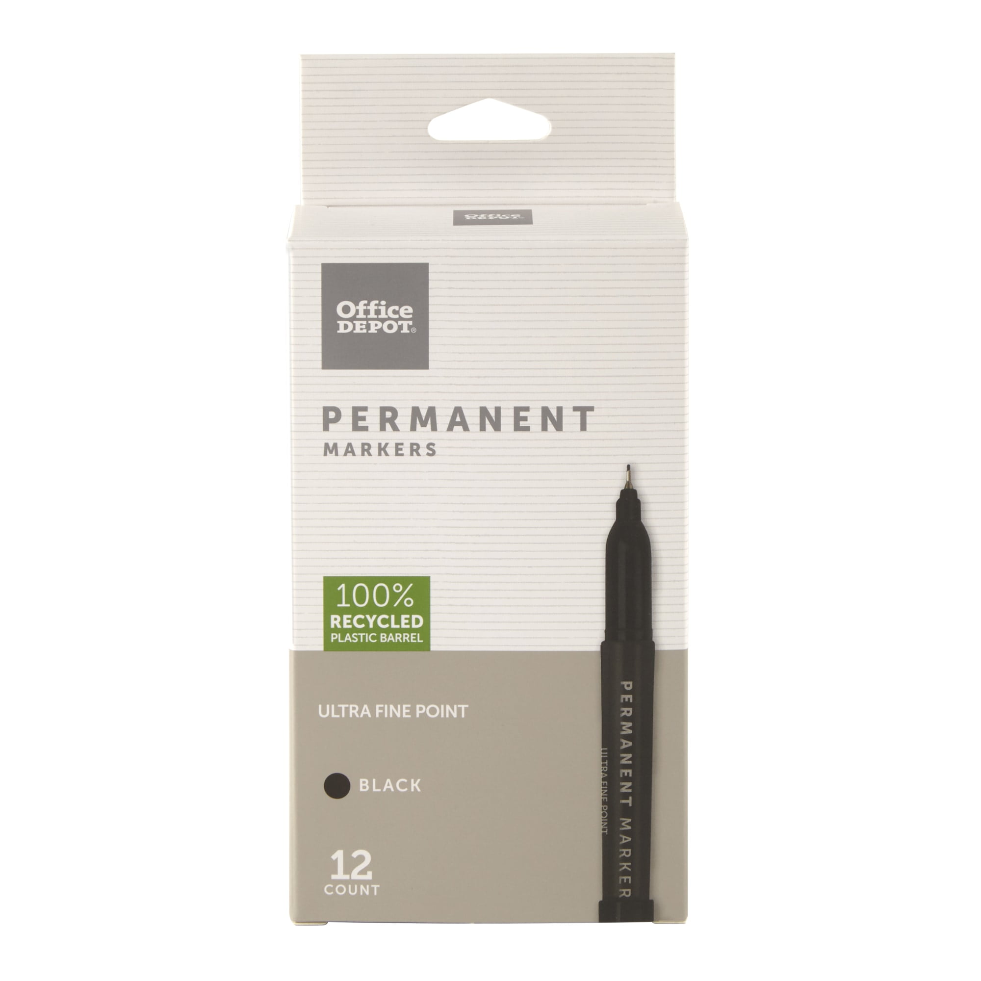 Office Depot 100% Recycled Permanent Markers, Ultra-Fine Point
