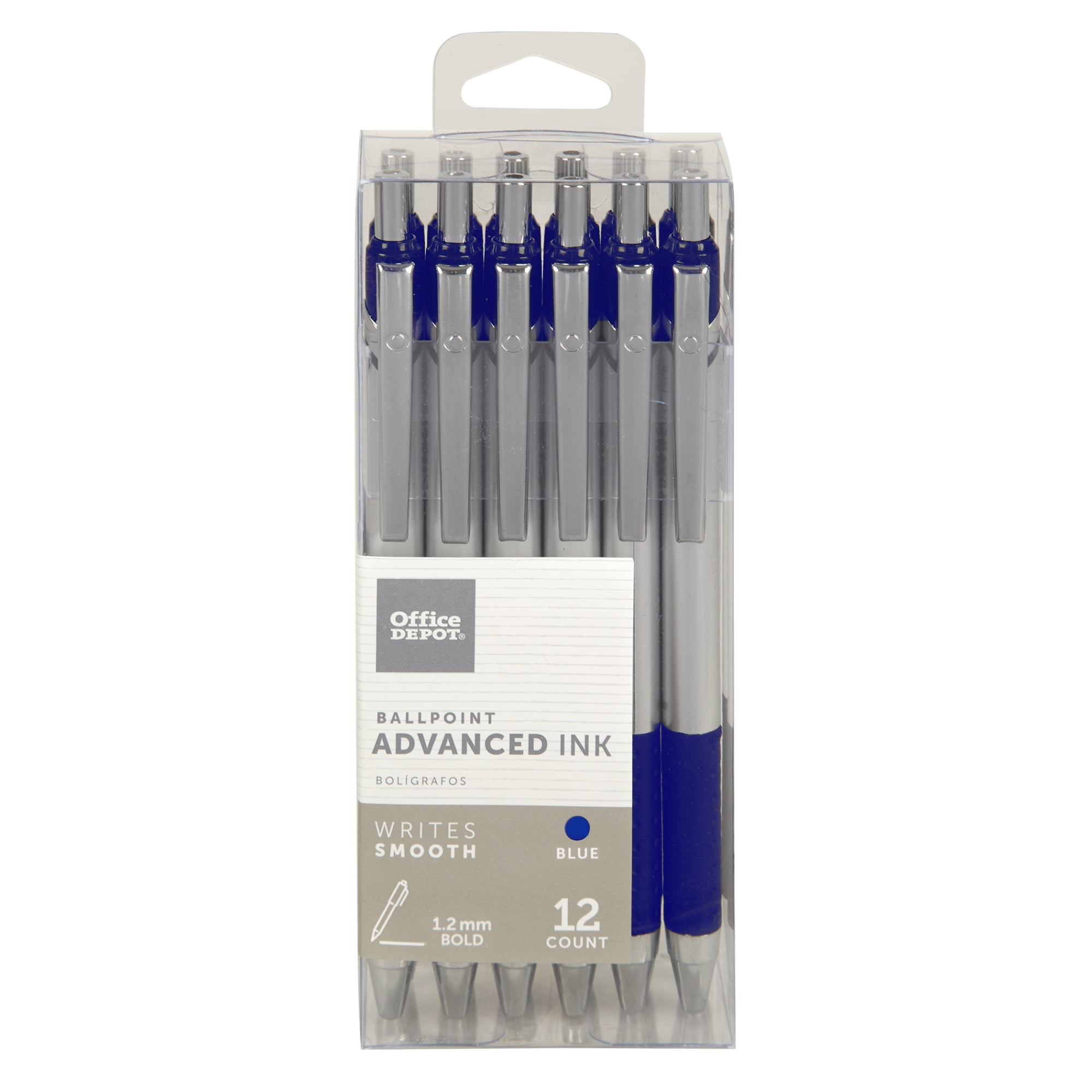 Office Depot Soft-Grip Retractable Gel Pens, Medium Point, 0.7 mm,  Transparent Black Barrel, Black Ink, Pack of 12 Pens