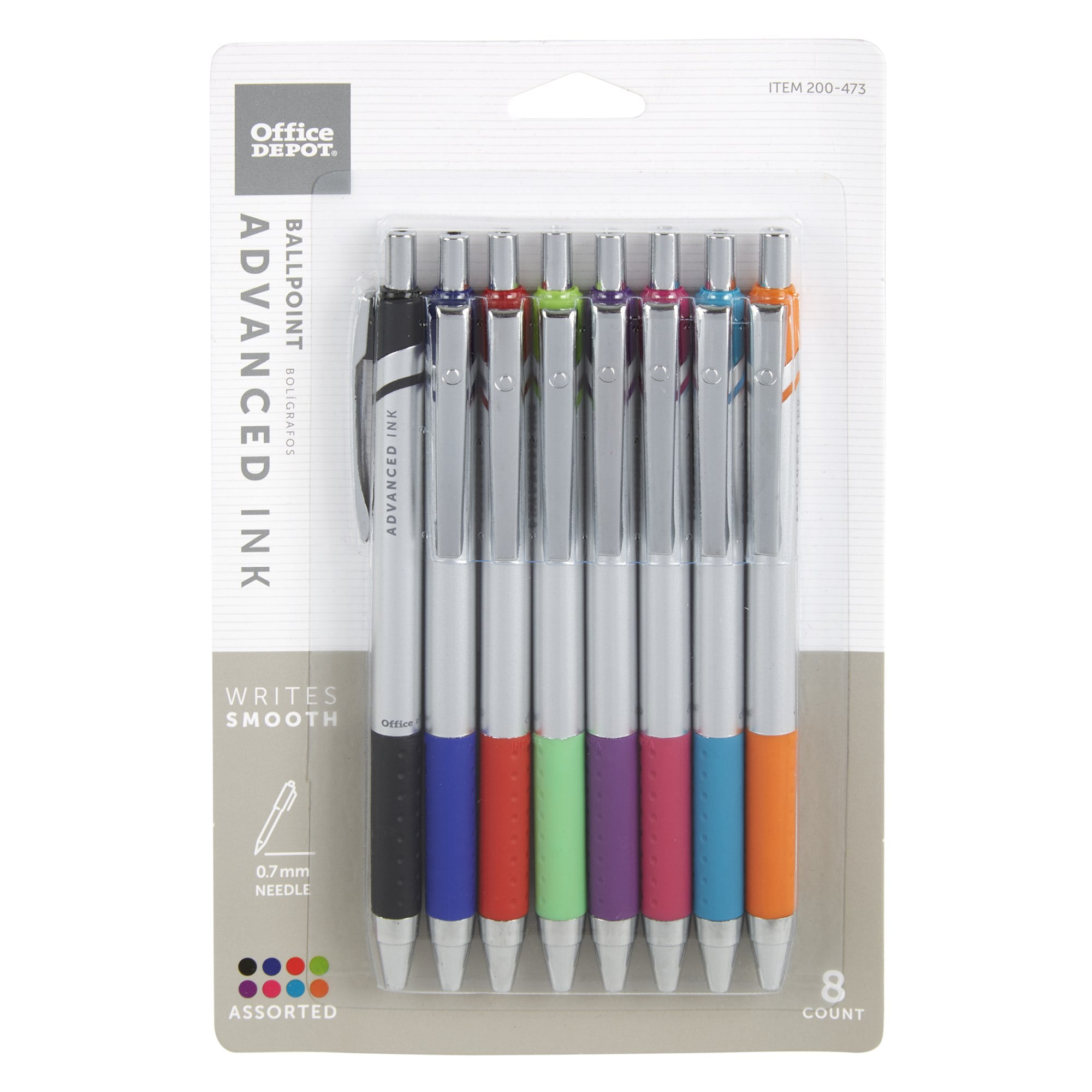 https://i5.walmartimages.com/seo/Office-Depot-Advanced-Ink-Retractable-Ballpoint-Pens-Needle-Point-0-7-mm-Assorted-Barrels-Assorted-Ink-Colors-Pack-Of-8_08601571-0653-488a-9bad-c641991a2d53.f526e8d67f06a064bf8fd18fccd5fe00.jpeg