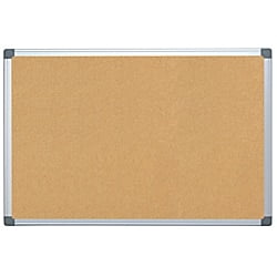 Natural Cork Bulletin Board with Silver Aluminum Frame, 24" x 36"