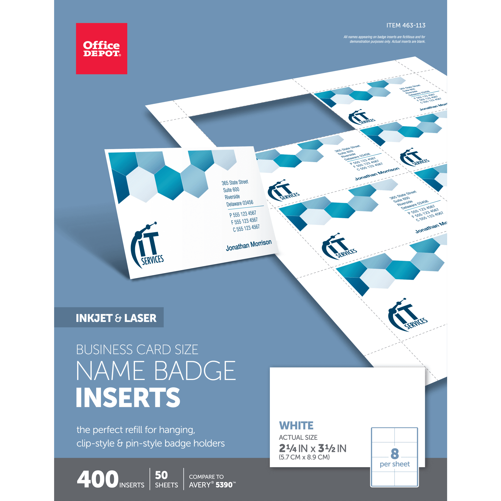 Office Depot, Badge Inserts, 2 1/4in. x 3 1/2in., Pack Of 400 - Walmart.com