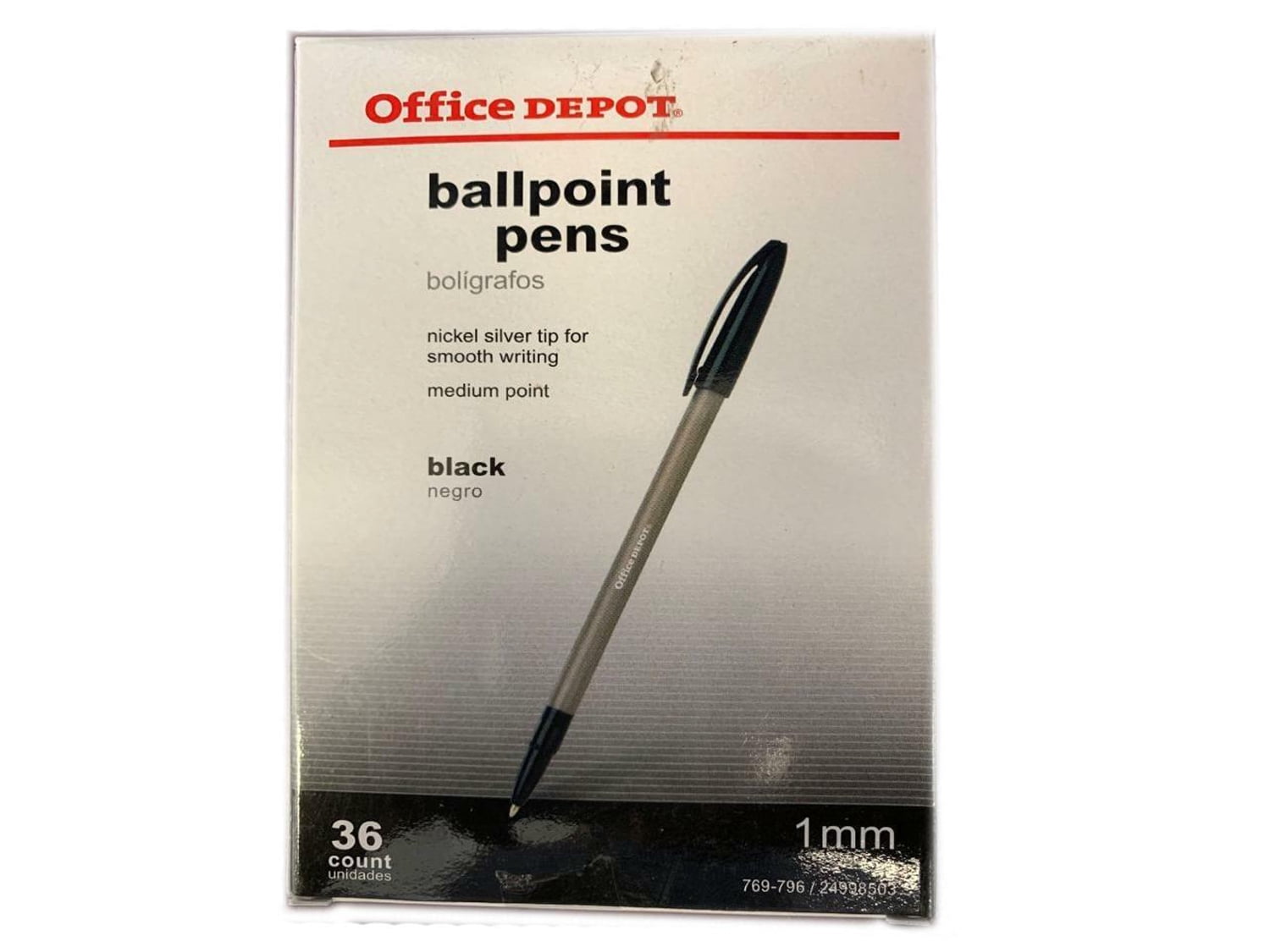 Office Depot Ballpoint Pens Medium Point 1.0 mm Black Negro Ink Packs ...