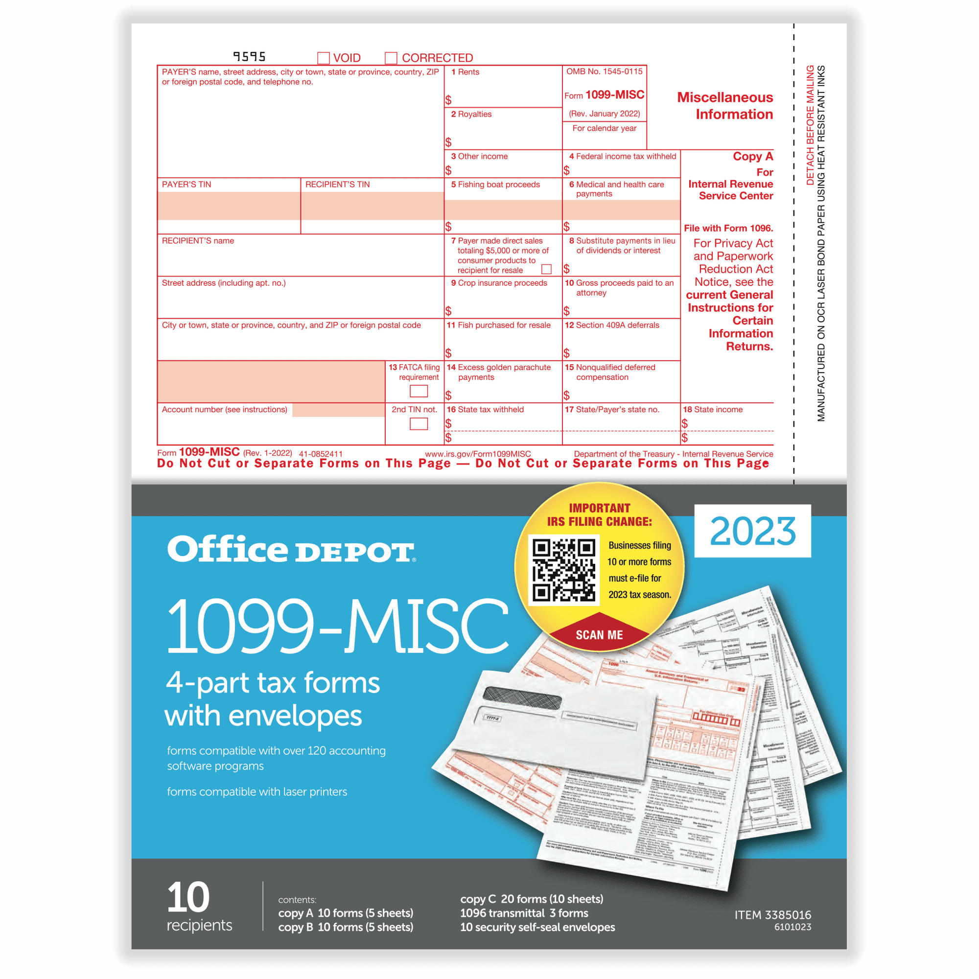 Does Office Depot Carry Legal Forms "Office Depot® Brand Laser Tax Forms 1099-MISC, 4-Part, Privacy Filing