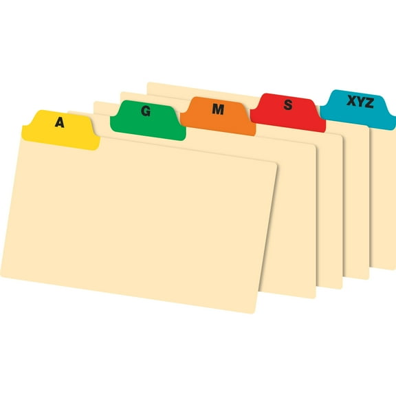 Office Depot Brand A-Z Poly Index Card Guide Set, 3" x 5", Multicolor, Set Of 25 Cards
