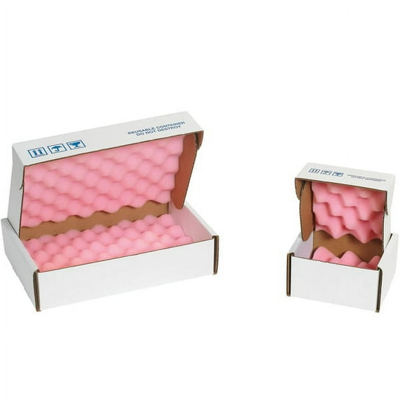 Office Depot® Brand Antistatic Foam Shippers, 18"H x 18"W x 4"D, Pink/White, Case Of 9