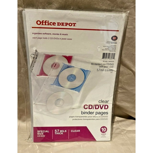 Office Depot Brand CD/DVD Binder Pages, 6