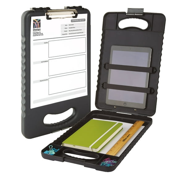 Office Depot Brand Carry-All Clipboard Storage Box, 15"H x 13"W x 2"D, Charcoal