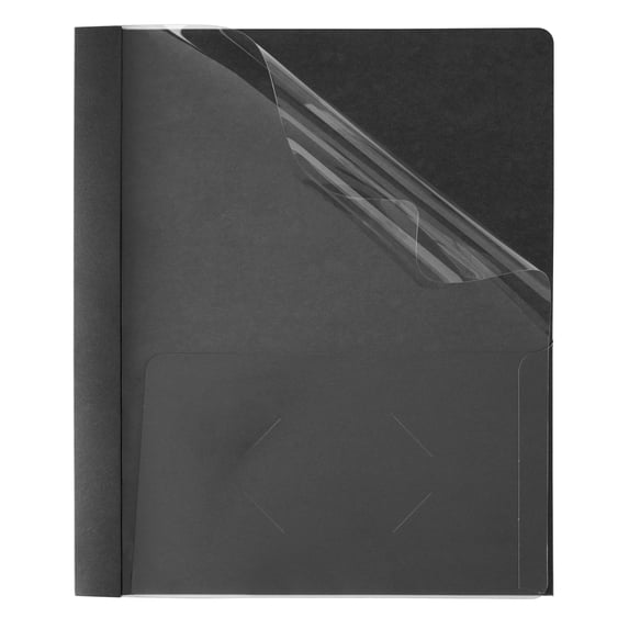 Office Depot® Brand Clear-Front Report Covers, 8 1/2" x 11", 1/2" Capacity, Black, Pack Of 25