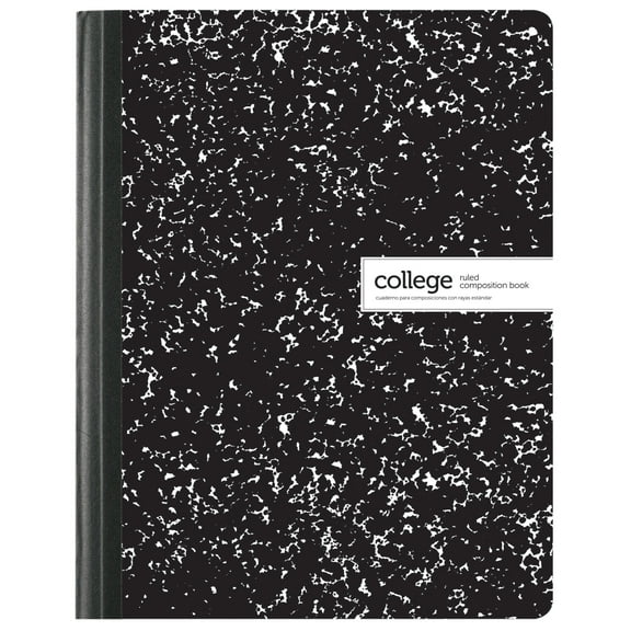 Office Depot Brand Composition Books, 7-1/2" x 9-3/4", College Ruled, 100 Sheets, Black/White, Case Of 24 Notebooks