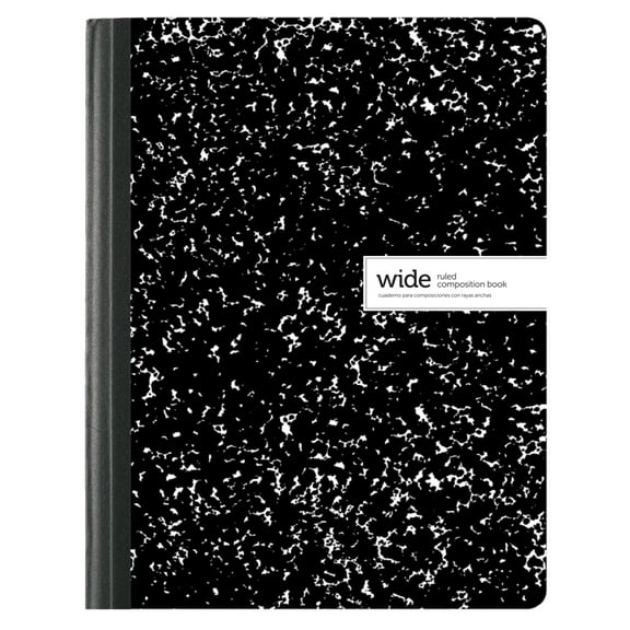 Office Depot Brand Composition Books, 7-1/2" x 9-3/4", Wide Ruled, 100 Sheets, Black/White, Case Of 24 Notebooks