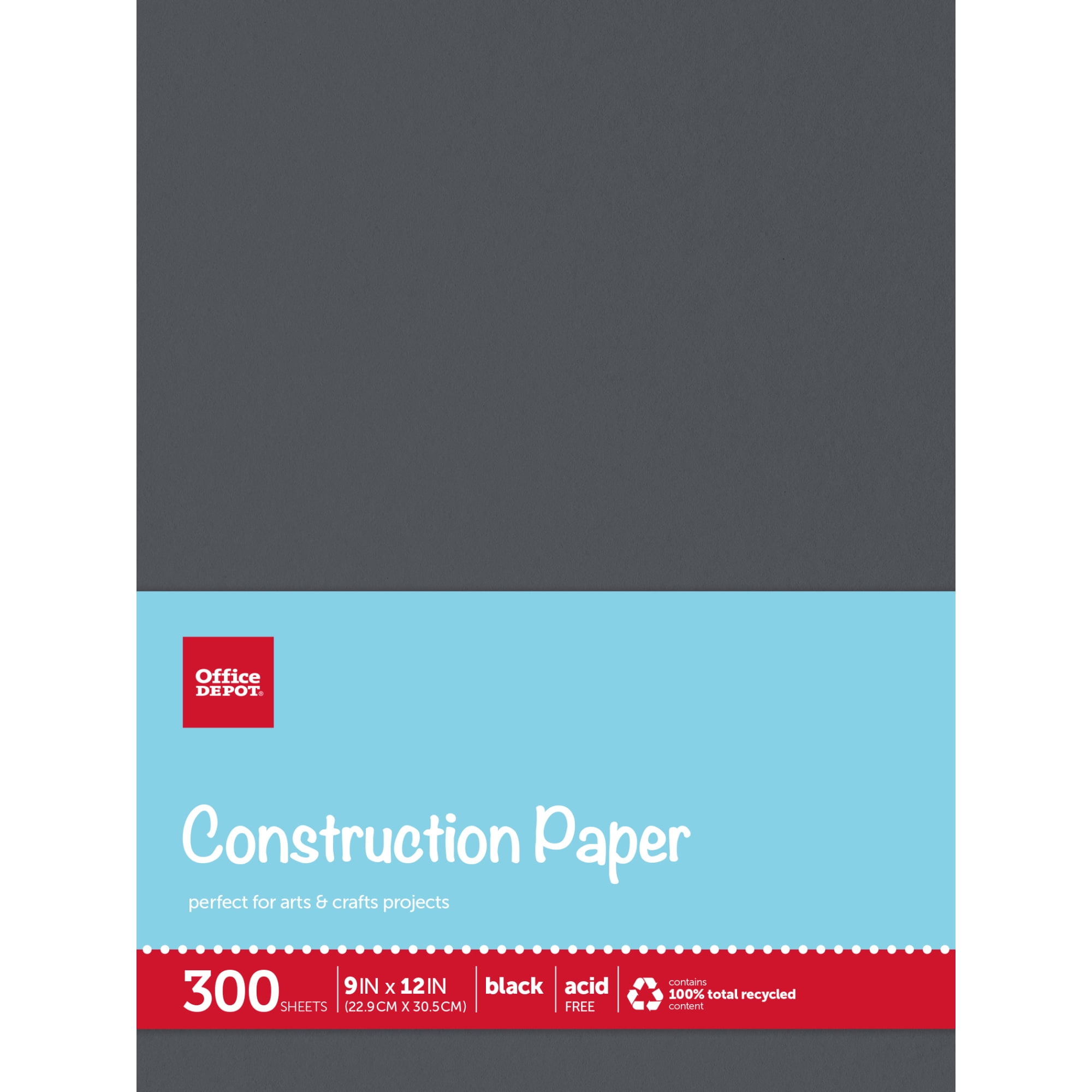 Office Depot® Brand Construction Paper, 9" x 12", 100 Recycled, Black
