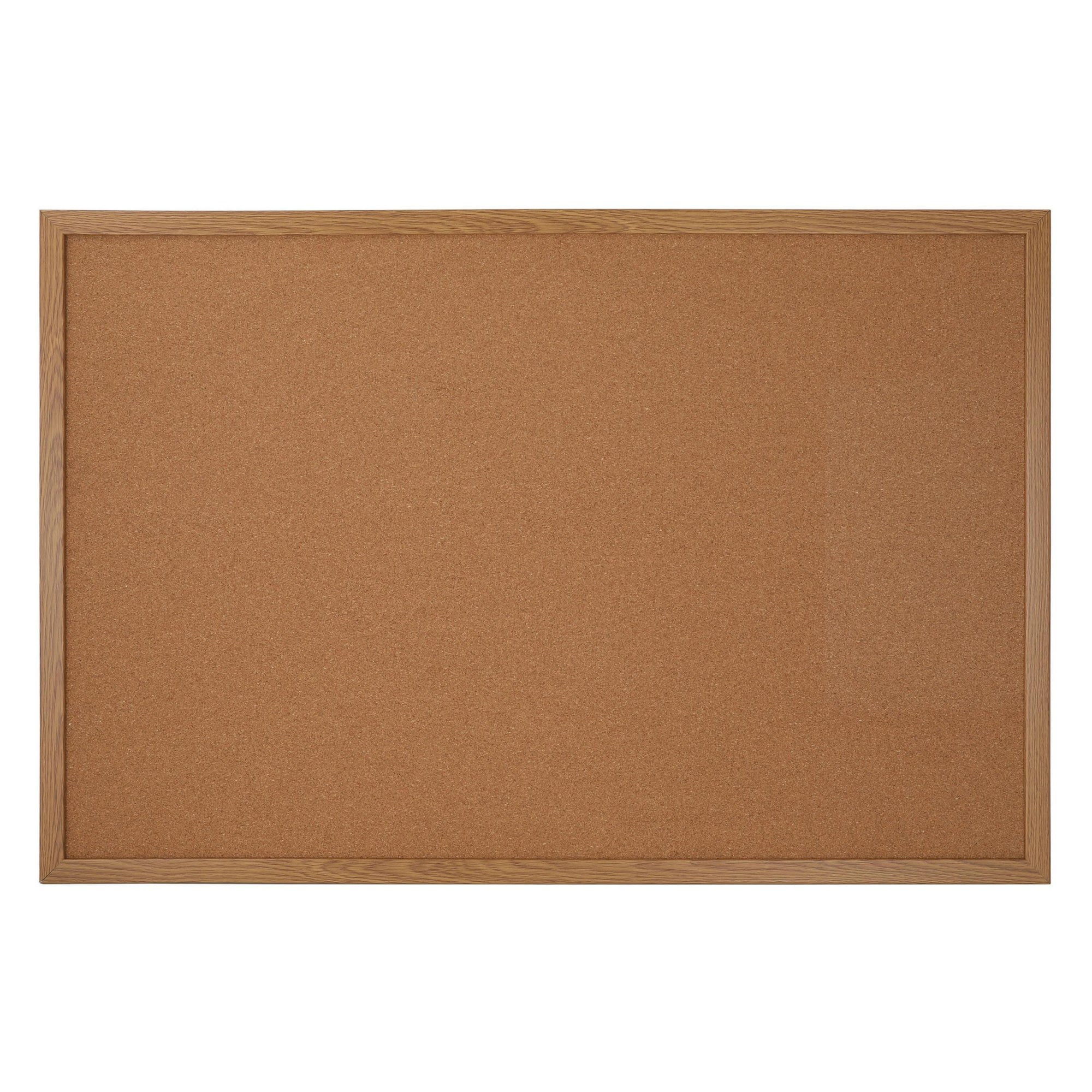Natural Cork Bulletin Board with Oak Wood Frame, 24" x 36"