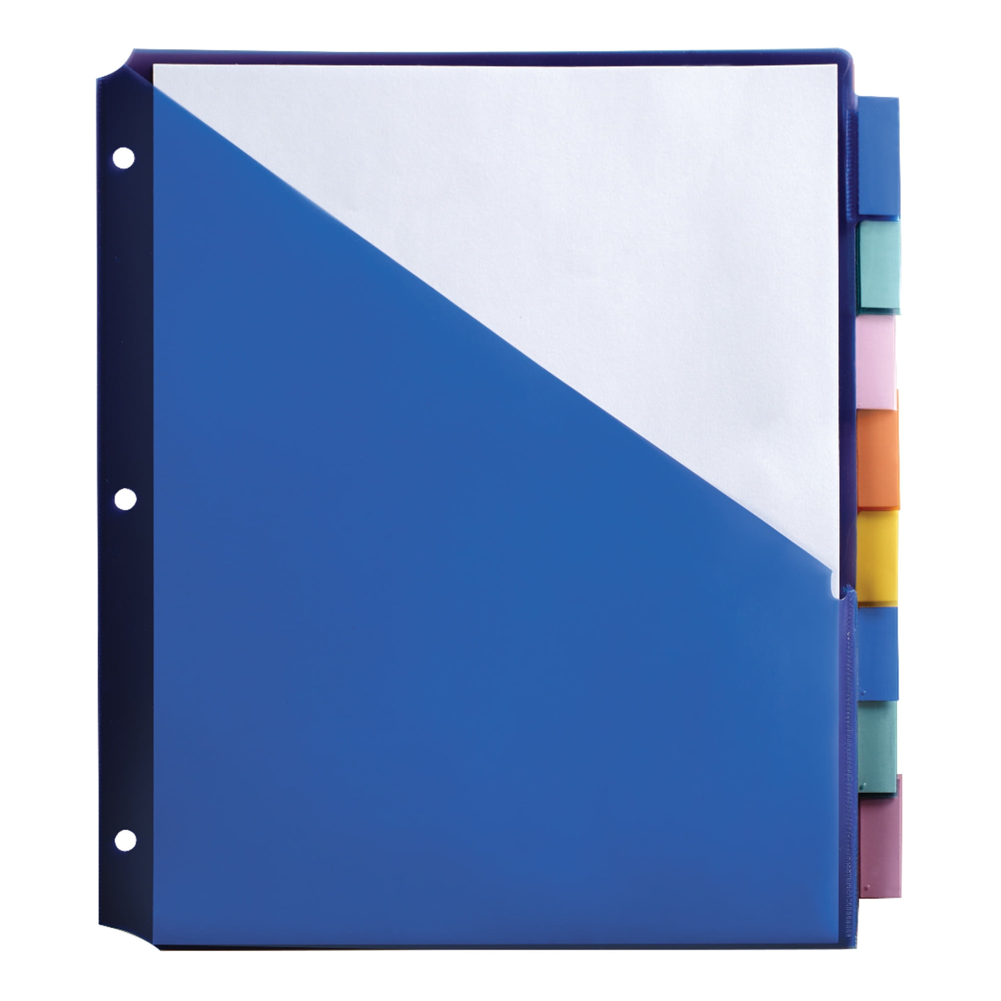 Office Depot Brand Double-Pocket Insertable Plastic Divider, 8-Tab, 9" x 11", Assorted Colors