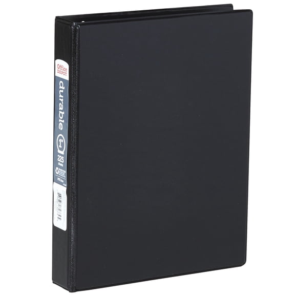 Office Depot Brand Durable Reference Binder, Memo Size, 1" Rings, 53% Recycled, Black