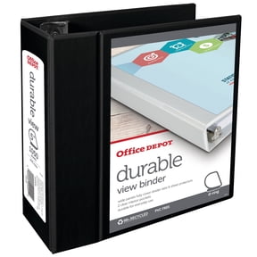Office Depot Brand Durable View D-Ring Binder, 5" Rings, 39% Recycled, Black