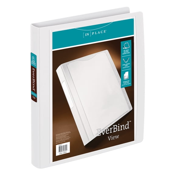 Office Depot Brand EverBind View 3-Ring Binder, 1" D-Rings, White