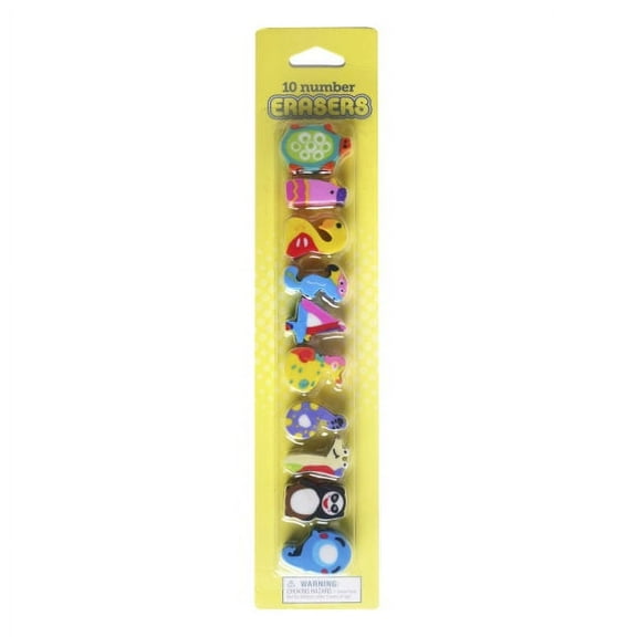 Office Depot Brand Fun Erasers, Numbers 0-9, Pack Of 10