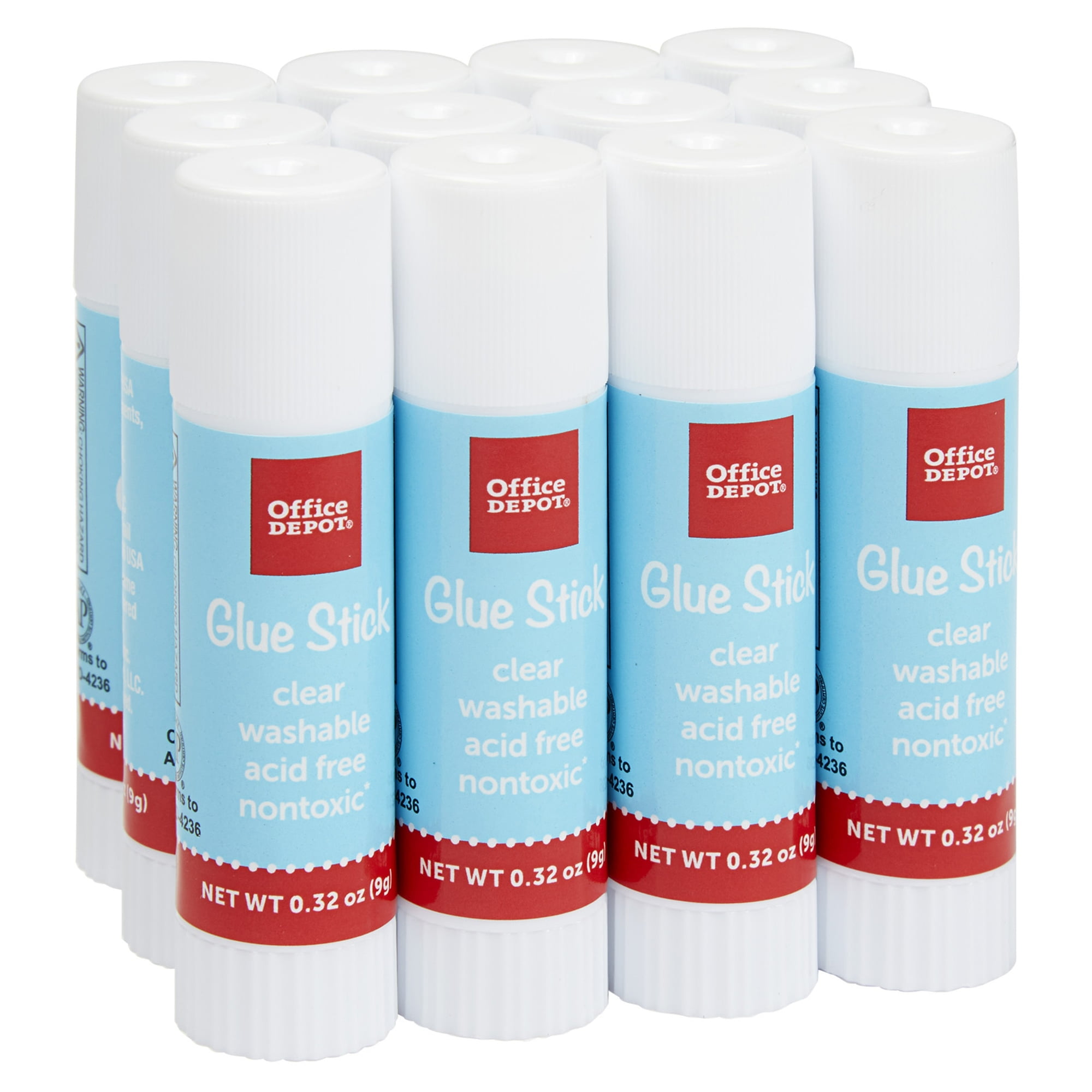 Office Depot® Brand Glue Sticks, 0.32 Oz, Clear, Pack Of 12 Glue Sticks