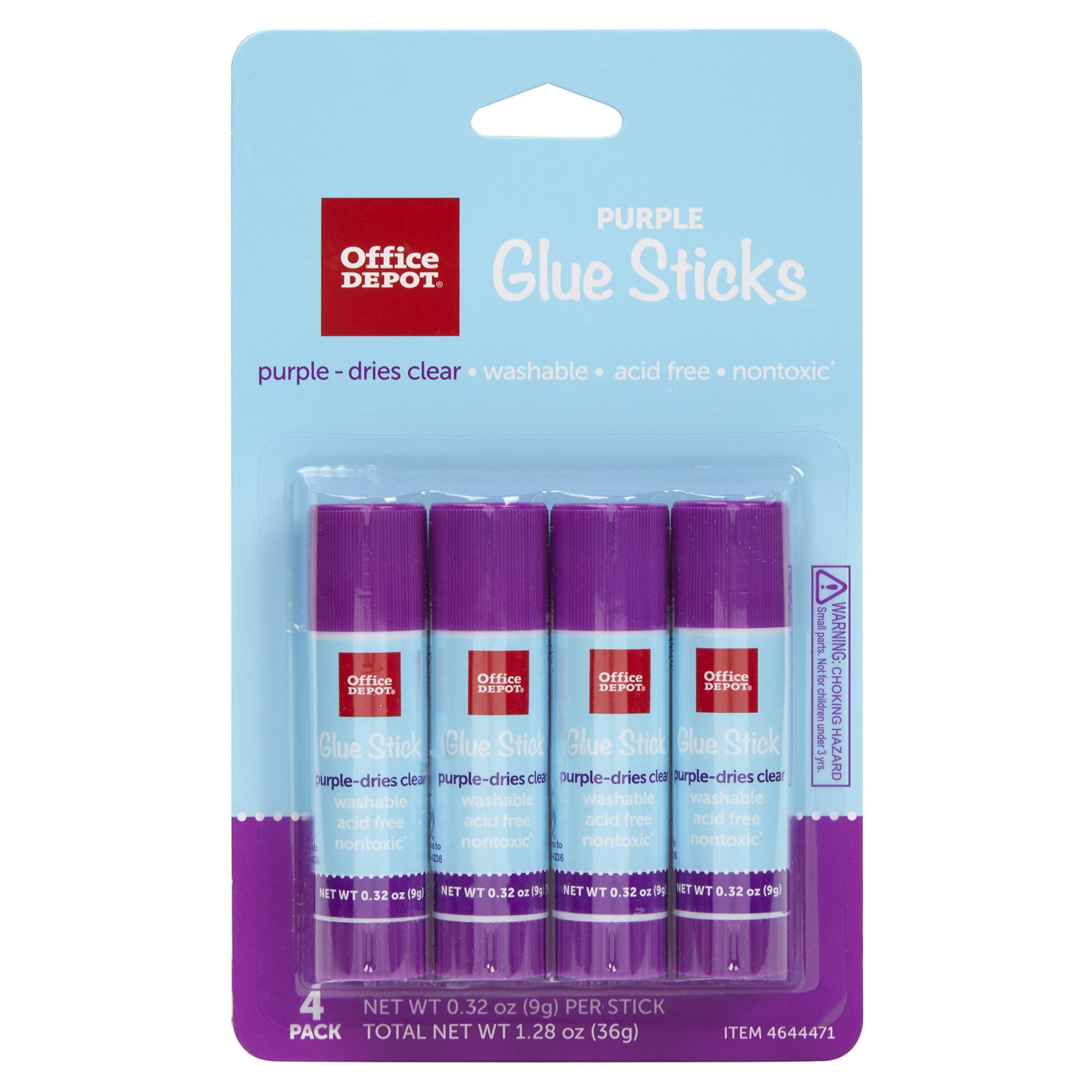 Office Depot® Brand Glue Sticks, 0.32 Oz, Purple, Pack Of 4 Glue Sticks